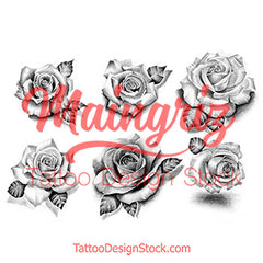 6 realistic roses and leaf temporary tattoos by maingriz