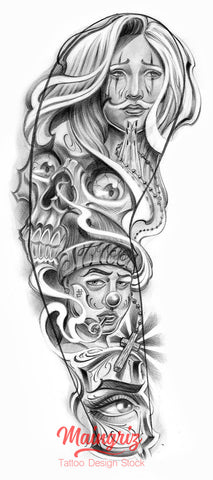 chicano sleeve tattoo design 