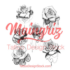 roses with lace and pearl tattoo design high resolution download by tattoodesignstock.com