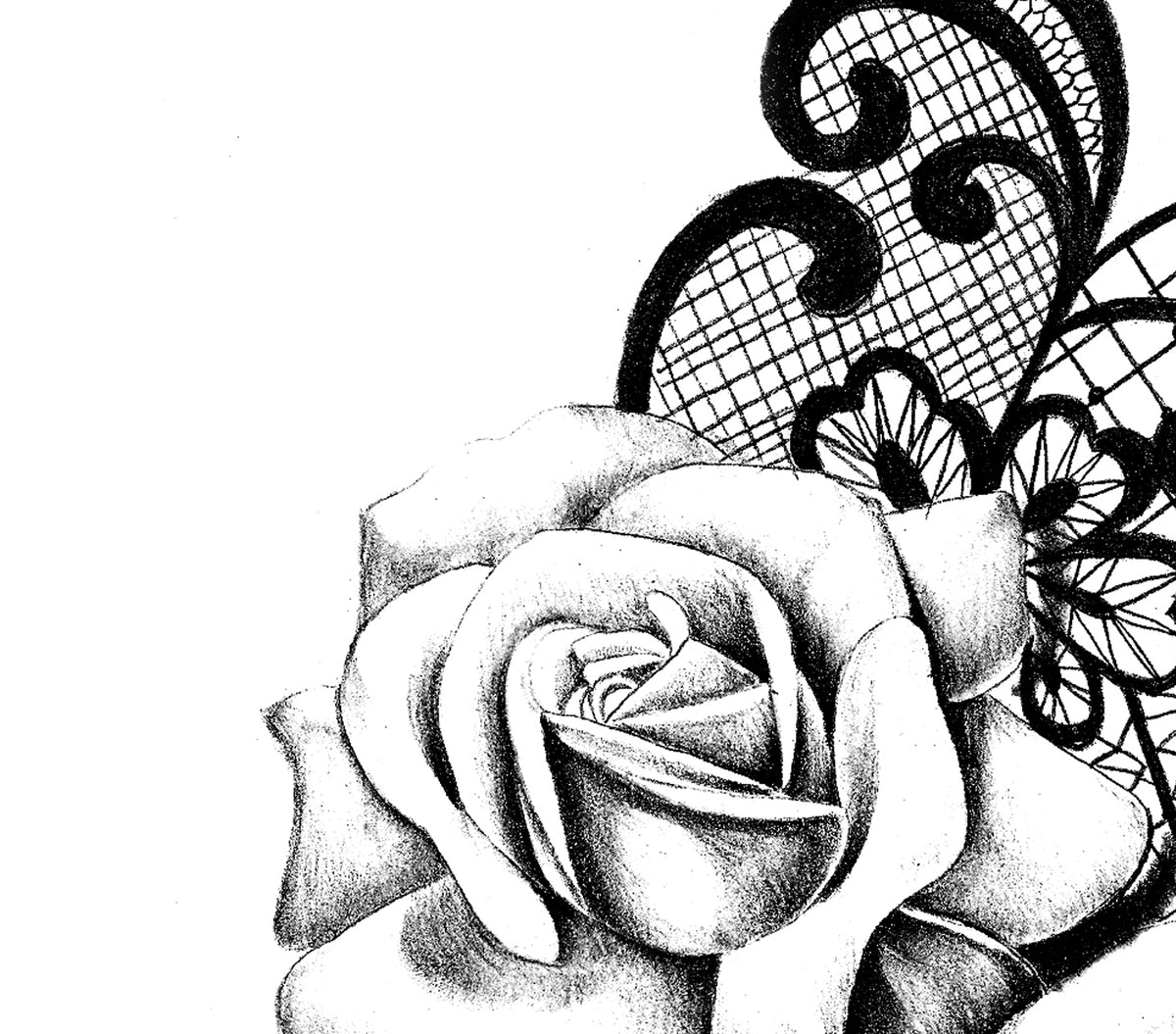 Realistic rose with lace tattoo design digital download TattooDesignStock