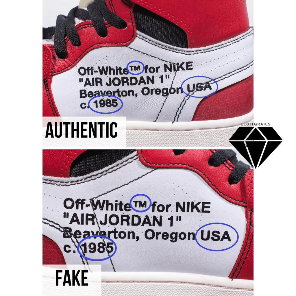 How to Spot Fake Off White Jordan 1 Chicago: The Medial Text Method
