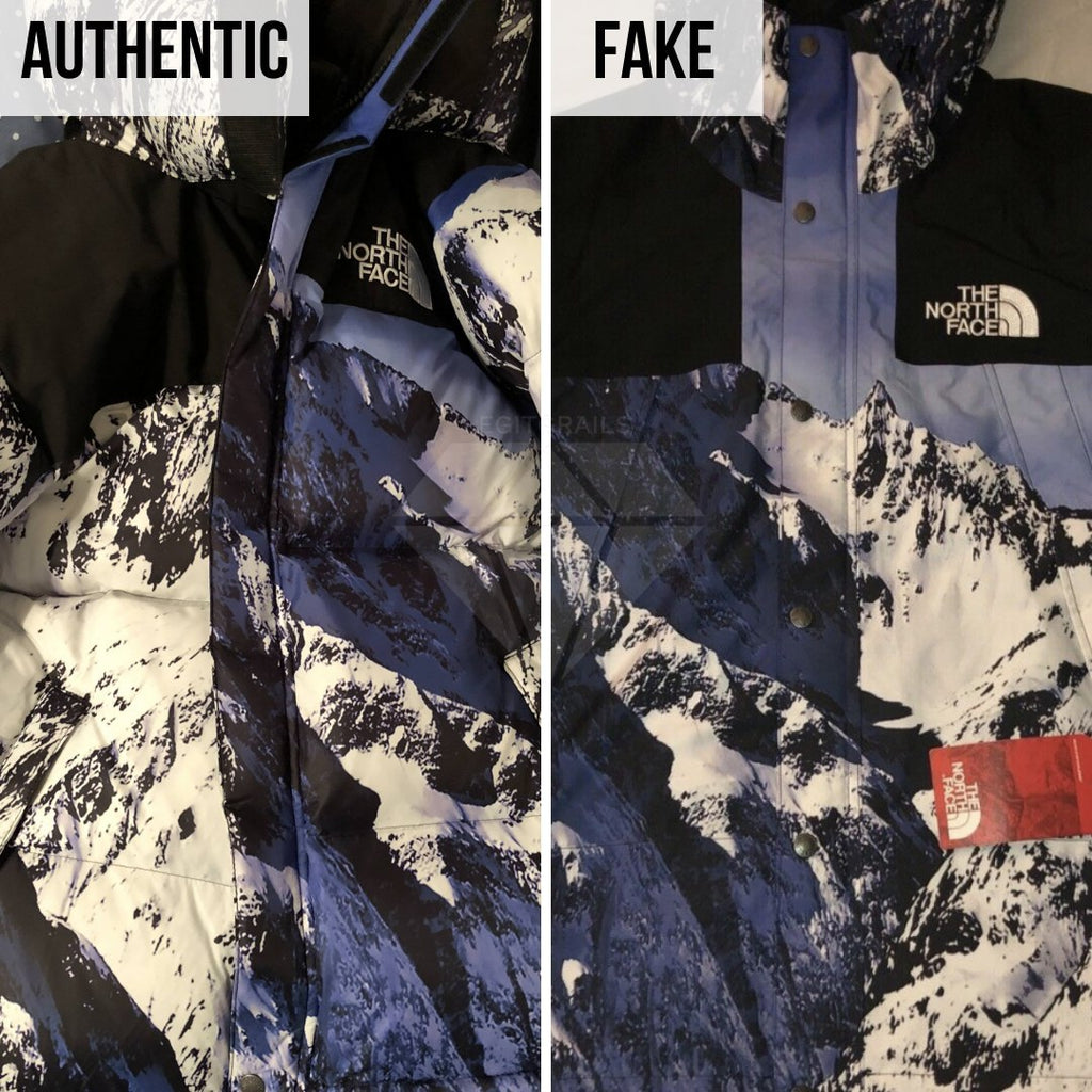 Supreme The North Face Mountain Baltoro Jacket Fake VS Real Guide: The Front Print Method