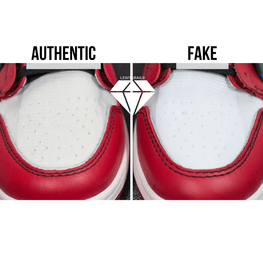 How to Spot Fake Off White Jordan 1 Chicago: The Toe Box From Above