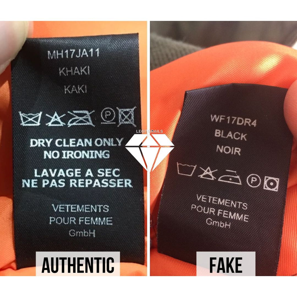 How to spot fake Vetements Bomber by the Backside Wash Tag Method