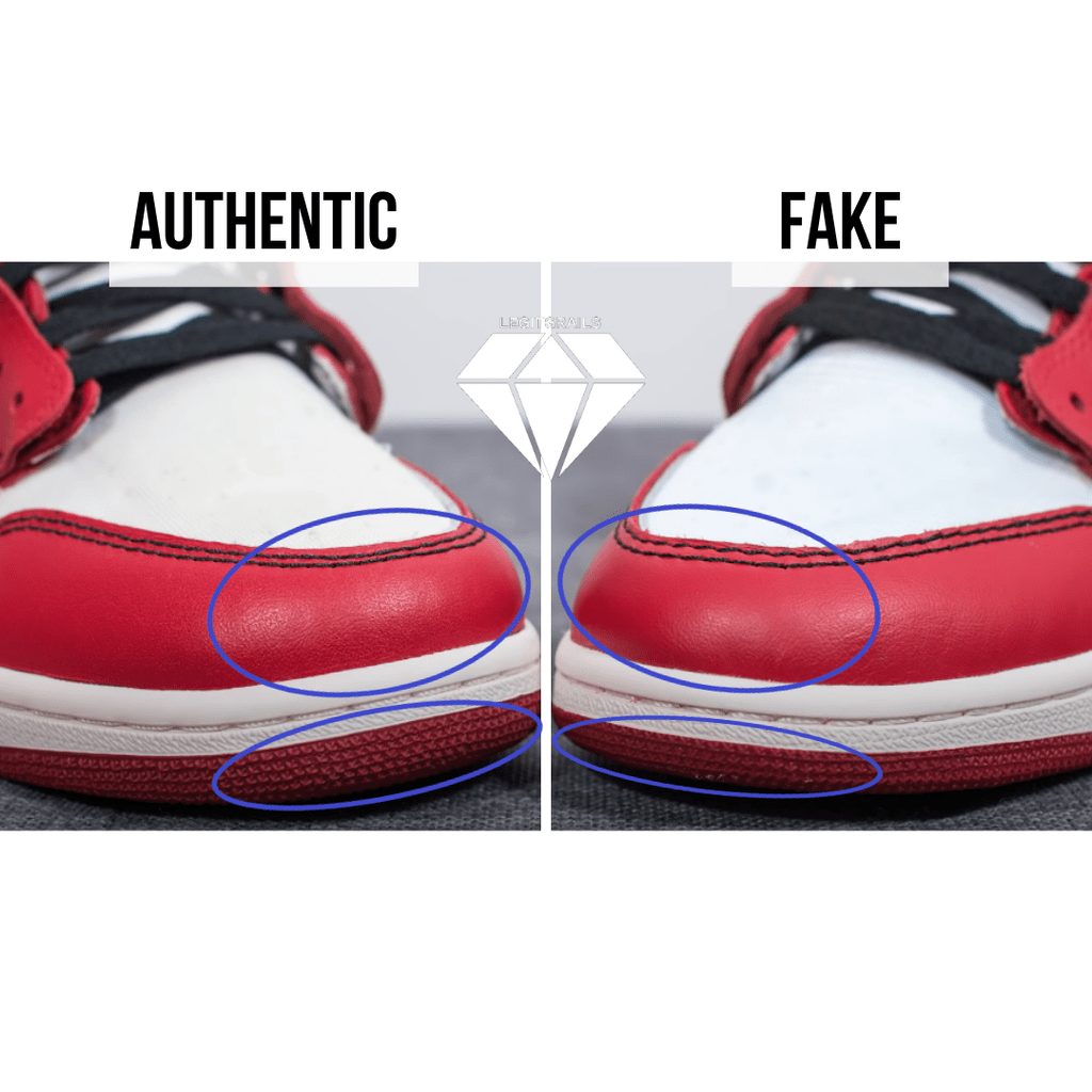 How to Spot Fake Off White Jordan 1 Chicago: The Front Toe Method