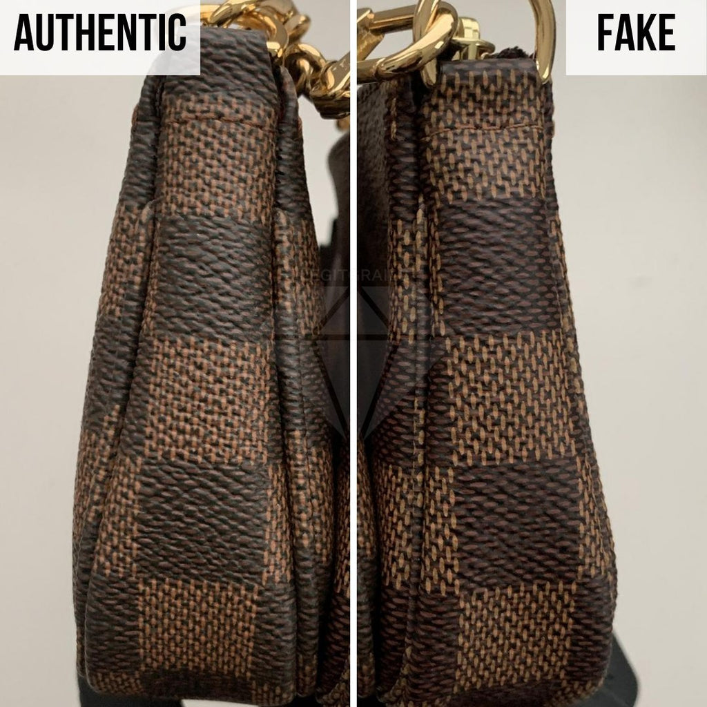 Louis Vuitton Mini Pochette Replica VS Original: The Side Method