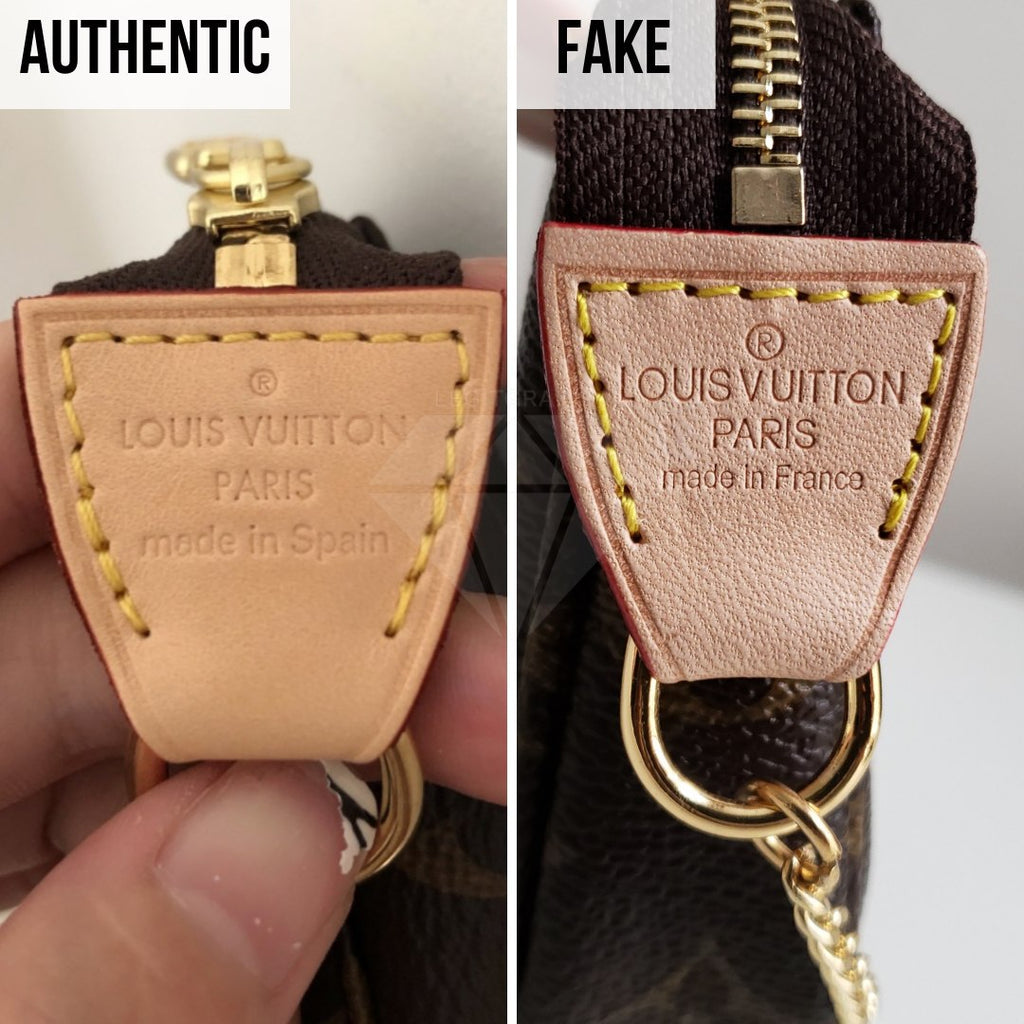 Louis Vuitton Mini Pochette Replica VS Original: The Zipper Tag Method (Monogram)