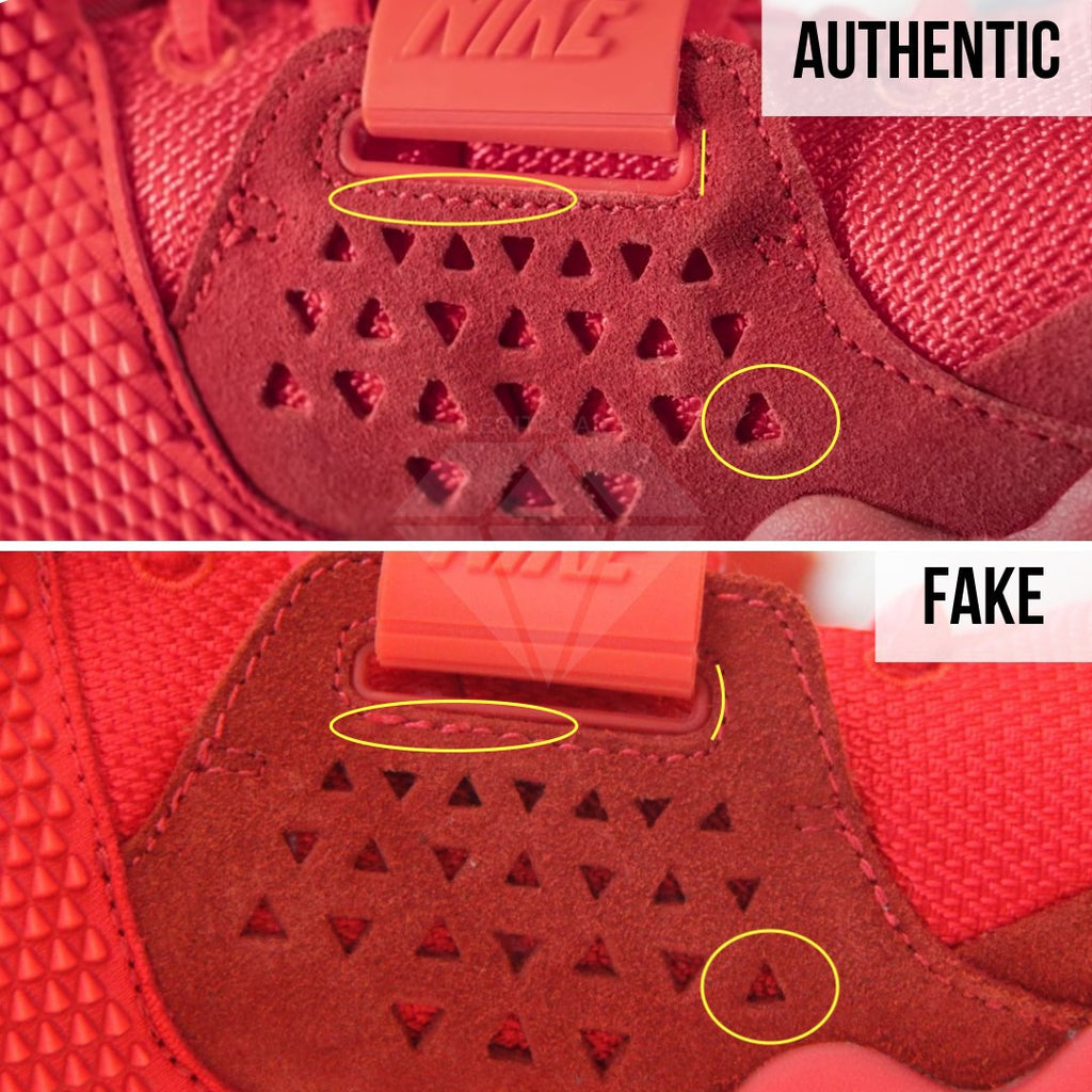 Nike Air Yeezy 2 Red October Fake vs Real: The Suede Detail Method