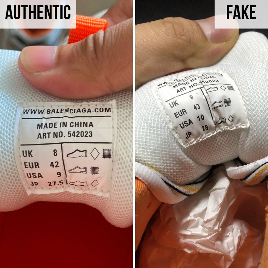 How To Spot Fake Balenciaga Track Sneakers: Different Tongue Tags