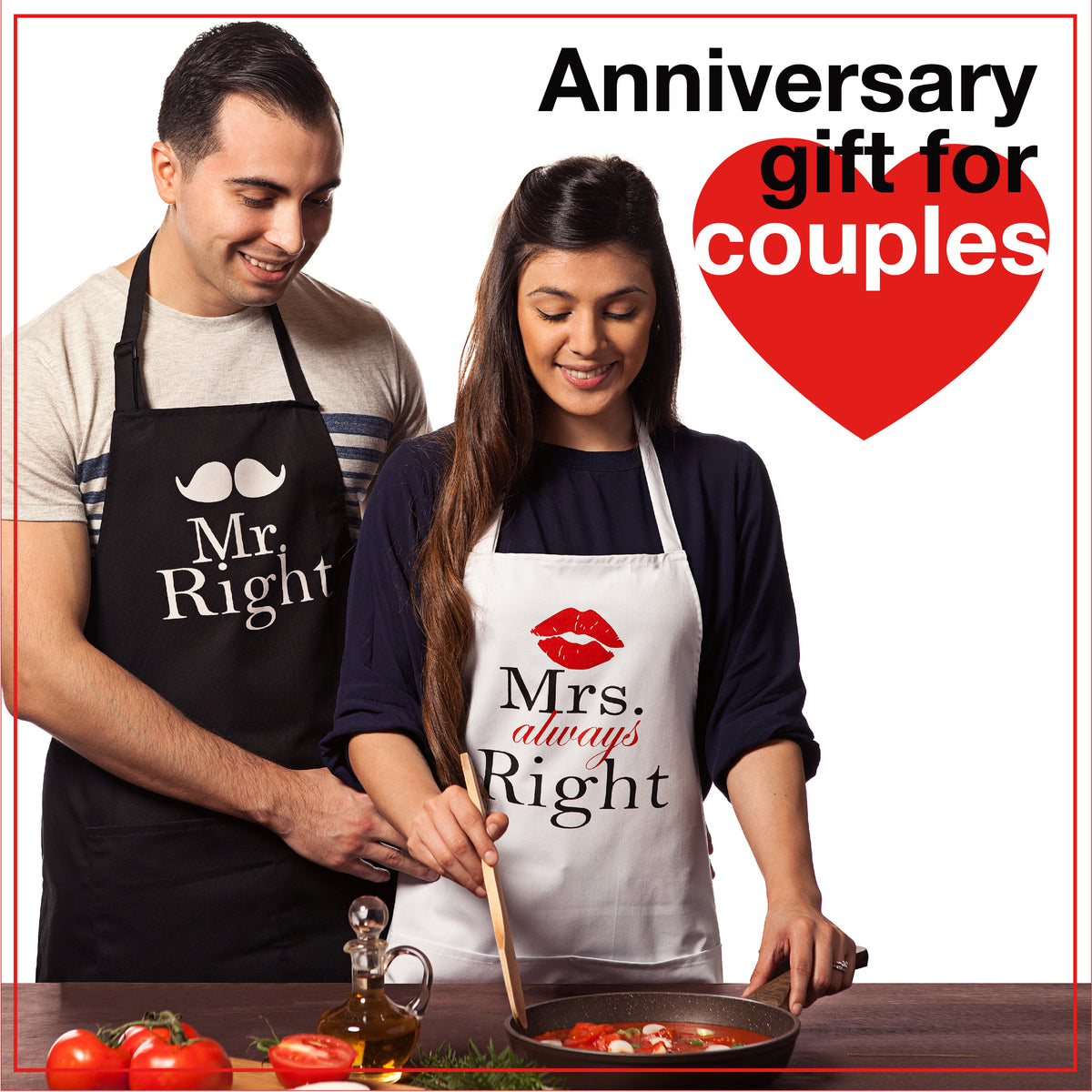 Anniversary Couple Gifts Wedding Gifts for Couple,Aprons for Couples Mr and Mrs 2 Pieces Kitchen Aprons Set Gifts