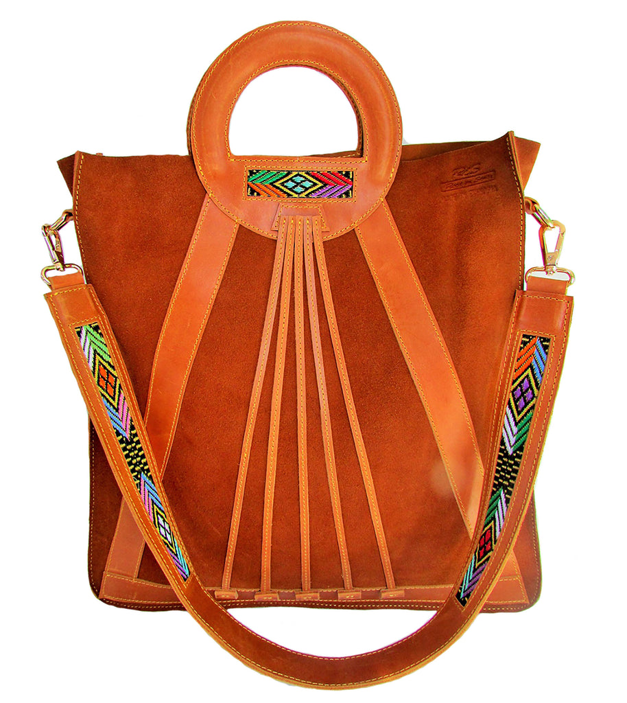 roots leather tote