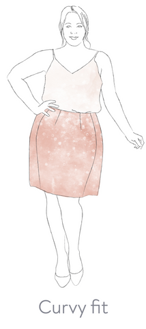 Sketch of Sabrina pencil skirt in curvy fit