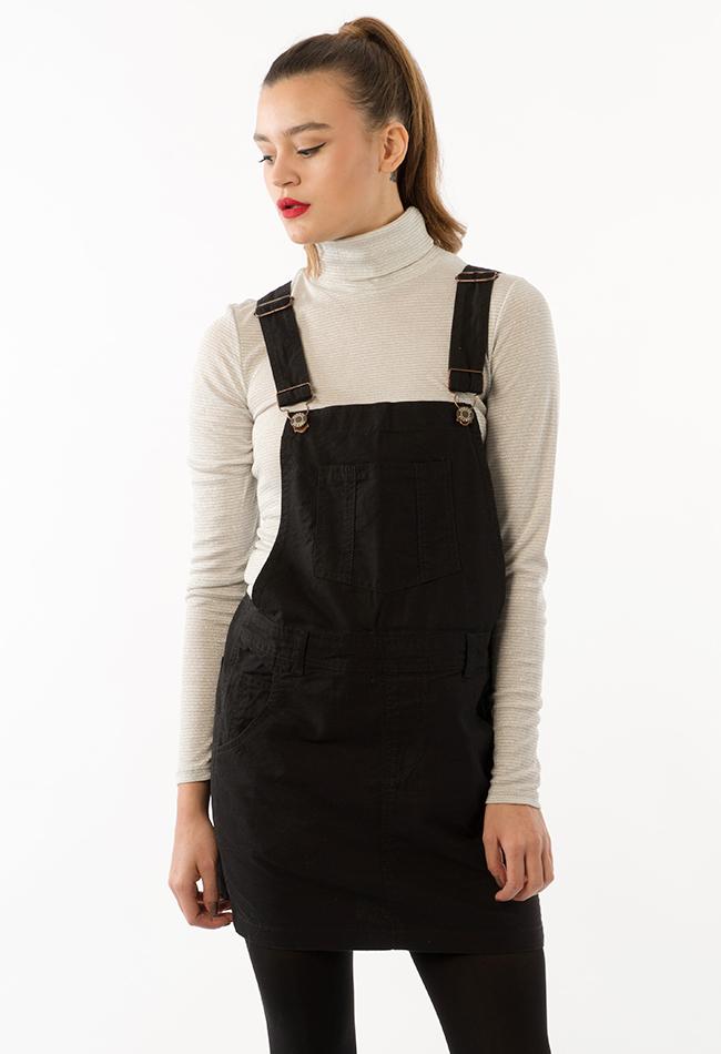 black denim dungarees dress