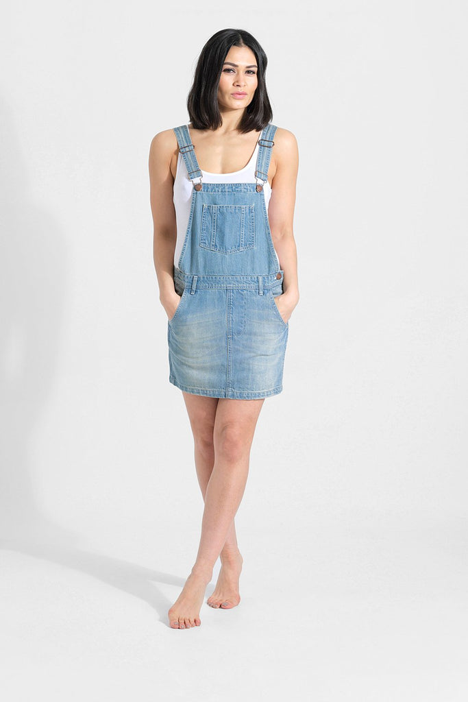 Women's Short Denim Dungaree Dress | UK 