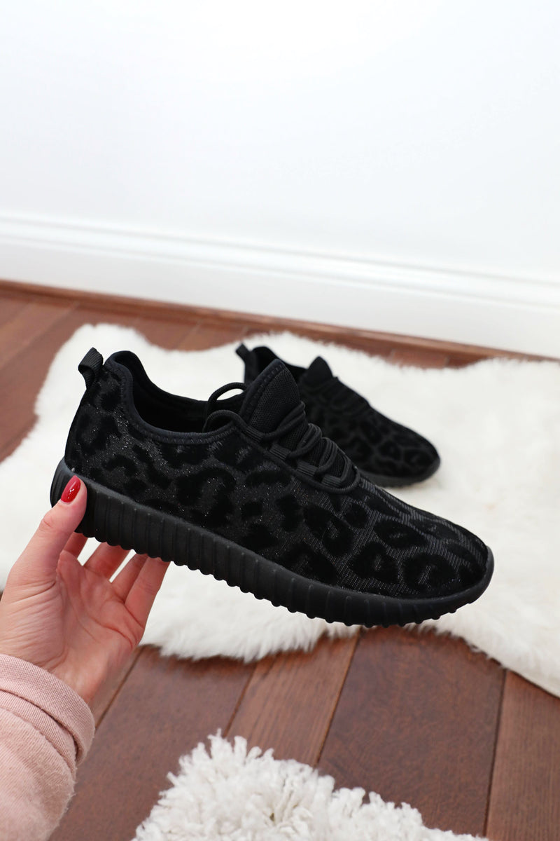 Glitter Black Leopard Sneakers 