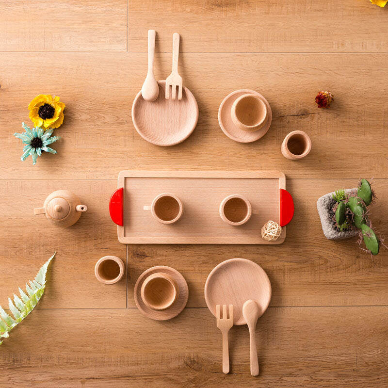 service à thé en bois jouet