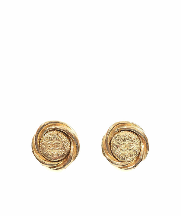 Chanel Preloved Chanel Vintage Clip-on Earrings CC and 2 Word Logo SKL1102