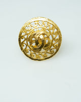 Chanel Vintage Chanel Round Gold Arabesque Brooch - AWL2459