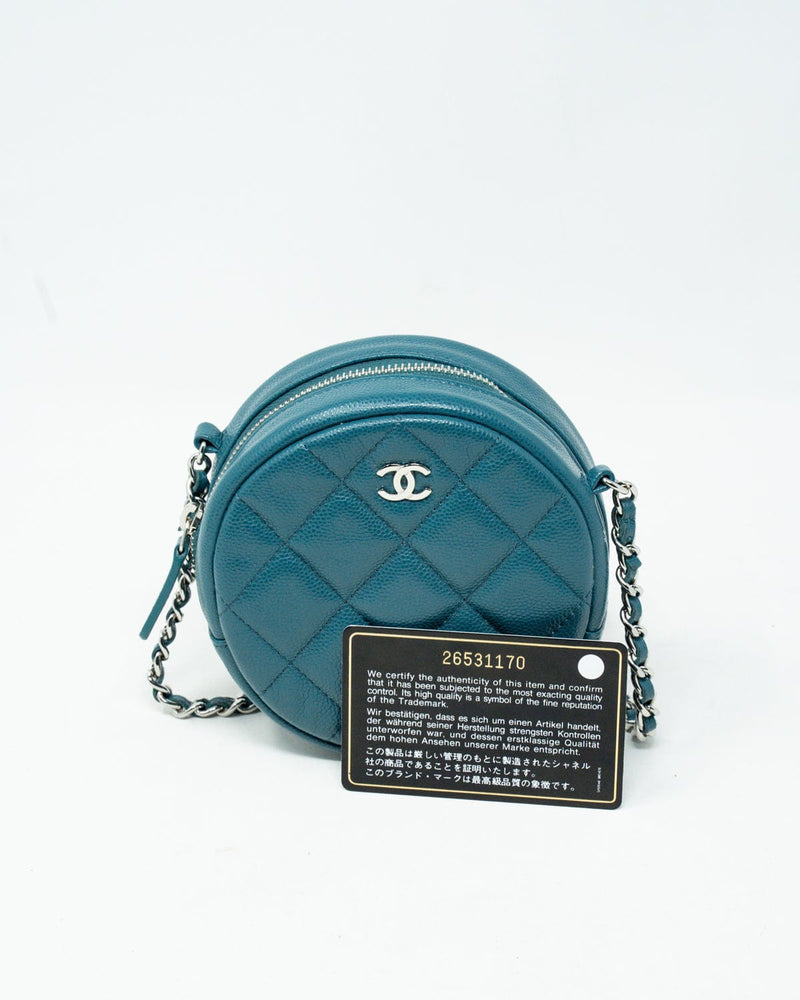 Chanel Chanel caviar Round Teal Bag - ADL1944