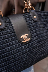 Chanel Chanel Navy Raffia Tote Bag - AWL1745