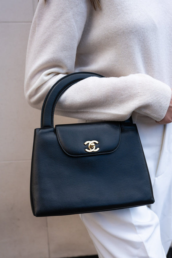 Chanel Chanel Small Hand Bag Top Handle Purse Black ASL3146