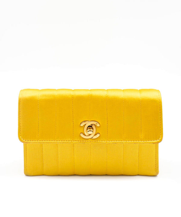 Chanel Chanel vintage yellow satin cc turn-lock mini flap bag UKL1166