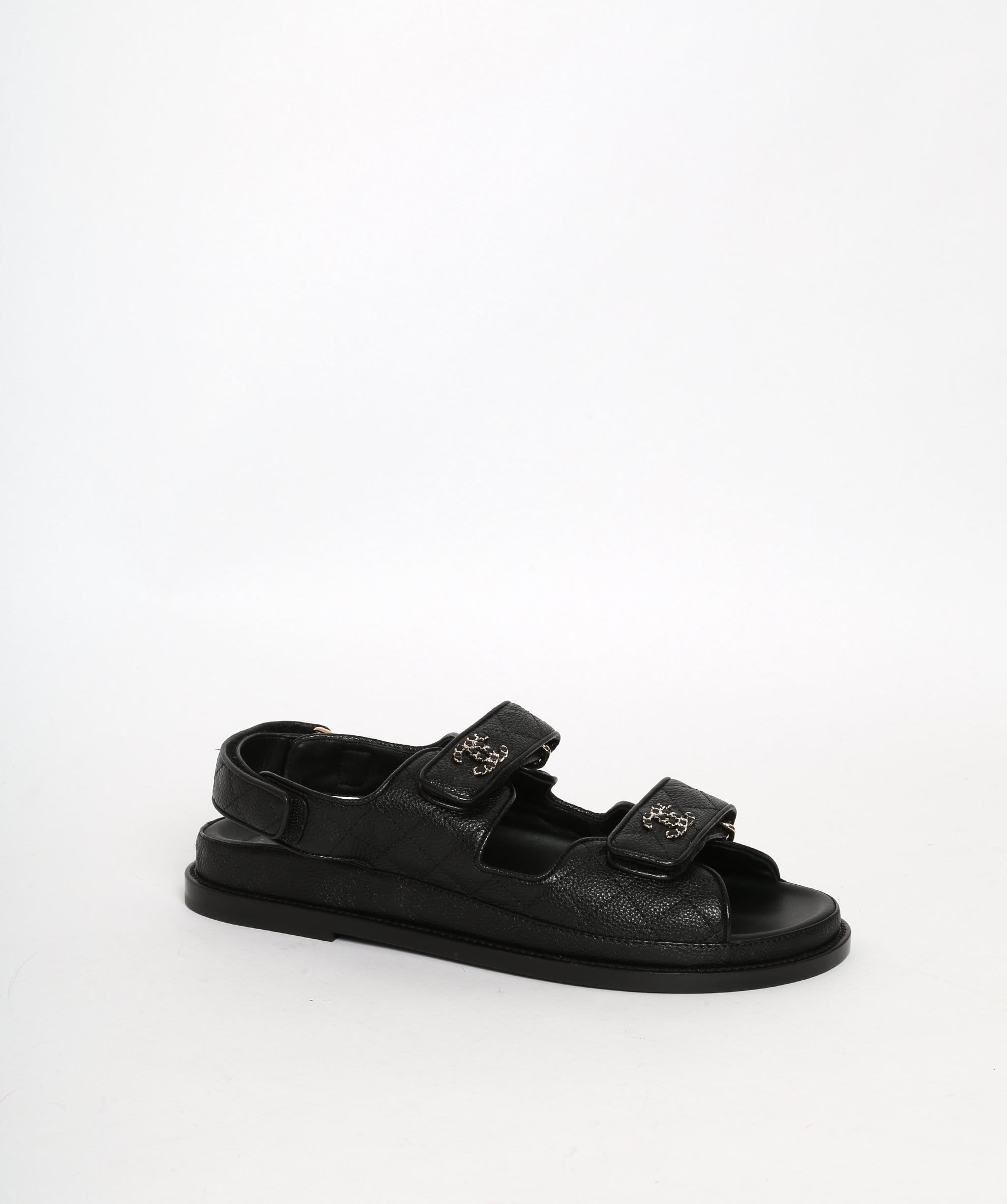 Chanel Dad sandals Black Caviar