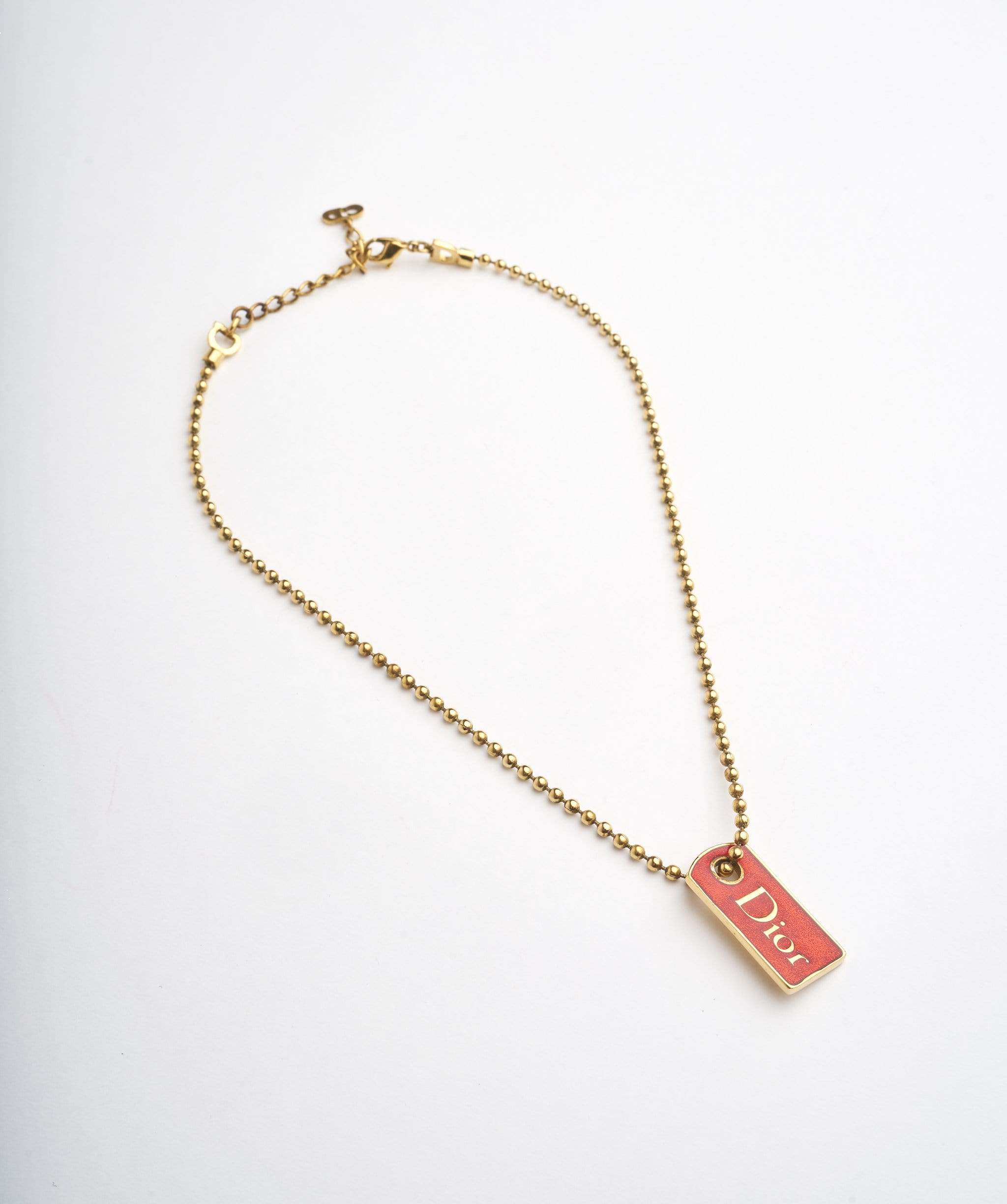dior tag necklace gold