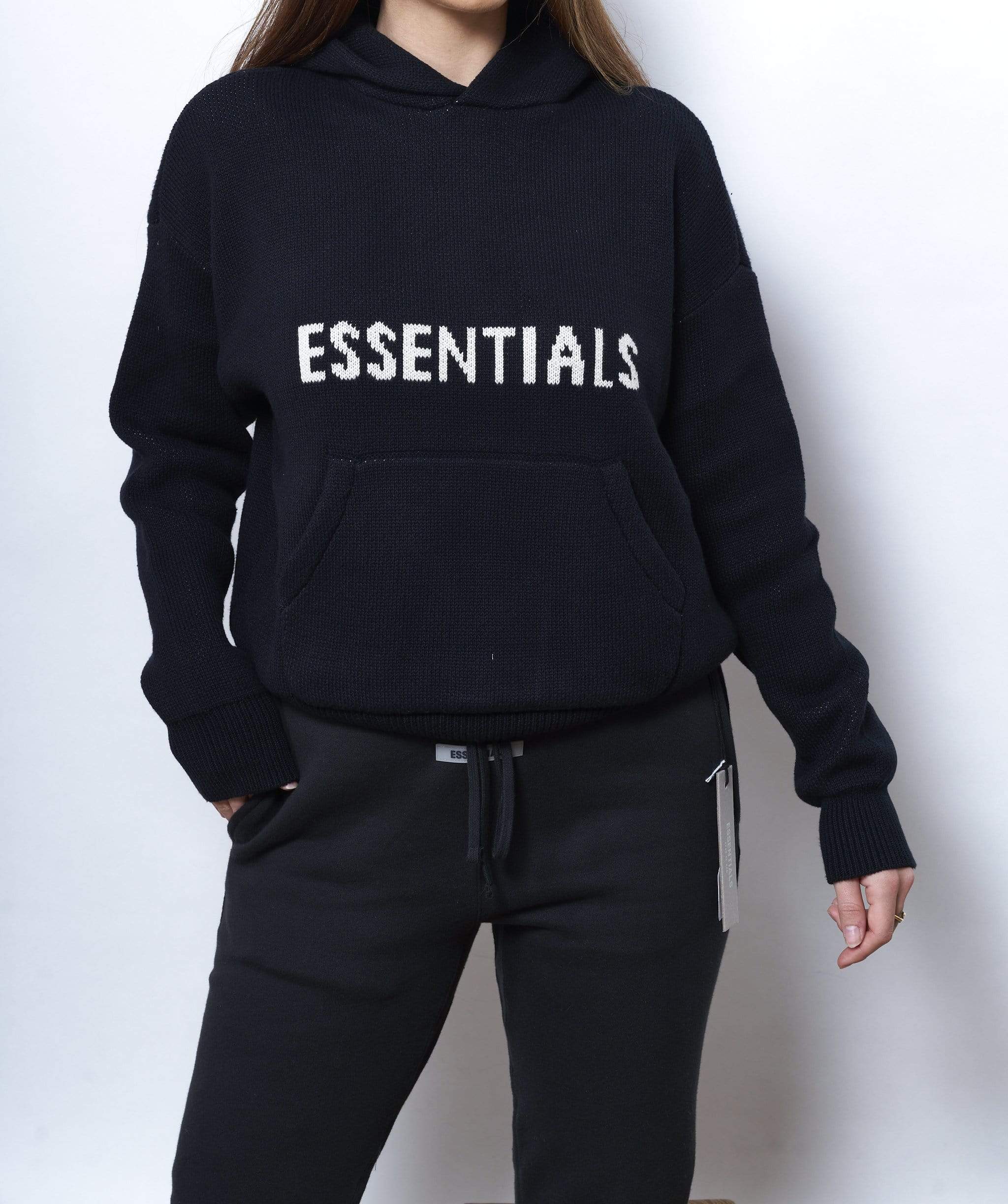Fear Of God Essentials Knit Black Hoodie Size XXS