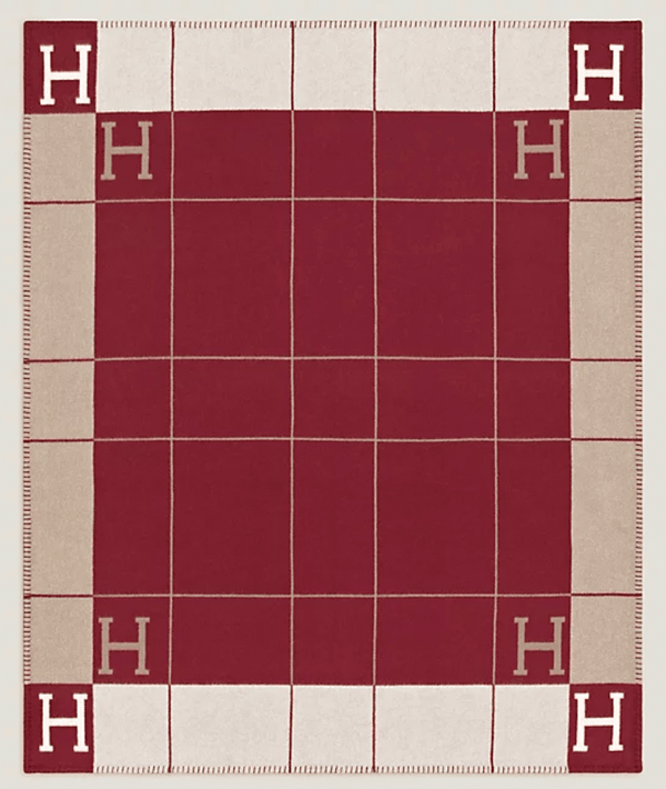 Hermès Hermes Avalon Throw Blanket - Ecru / Rouge H SKL1122
