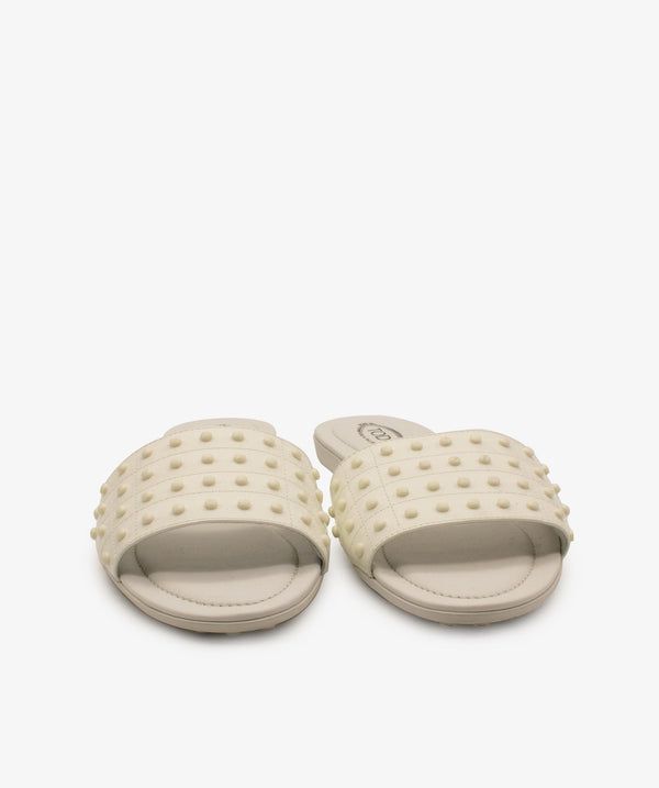 Tods Tods White Pebbled Slippers patent