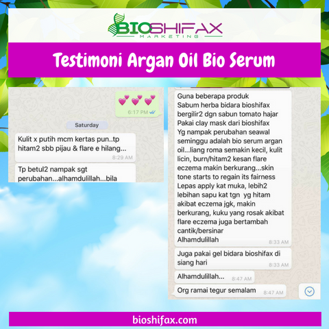 Testimoni Argan Oil Bio Serum - Bioshifax