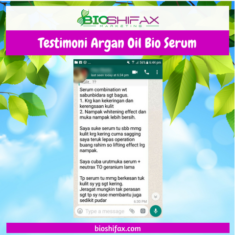 Testimoni Argan Oil Bio Serum - Bioshifax