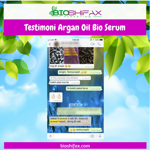 Testimoni Argan Oil Bio Serum - Bioshifax