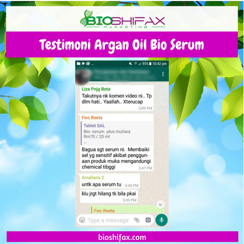 Testimoni Argan Oil Bio Serum - Bioshifax