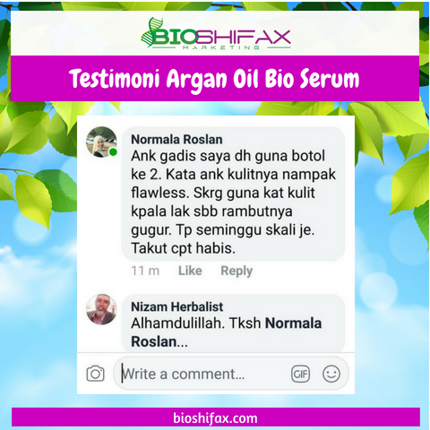 Testimoni Argan Oil Bio Serum - Bioshifax