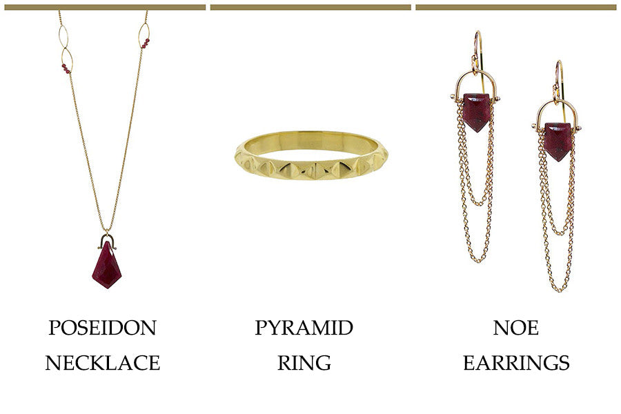Lulu DesignsJewelry Poseidon Necklace Noe Earrings Pyramid Ring 