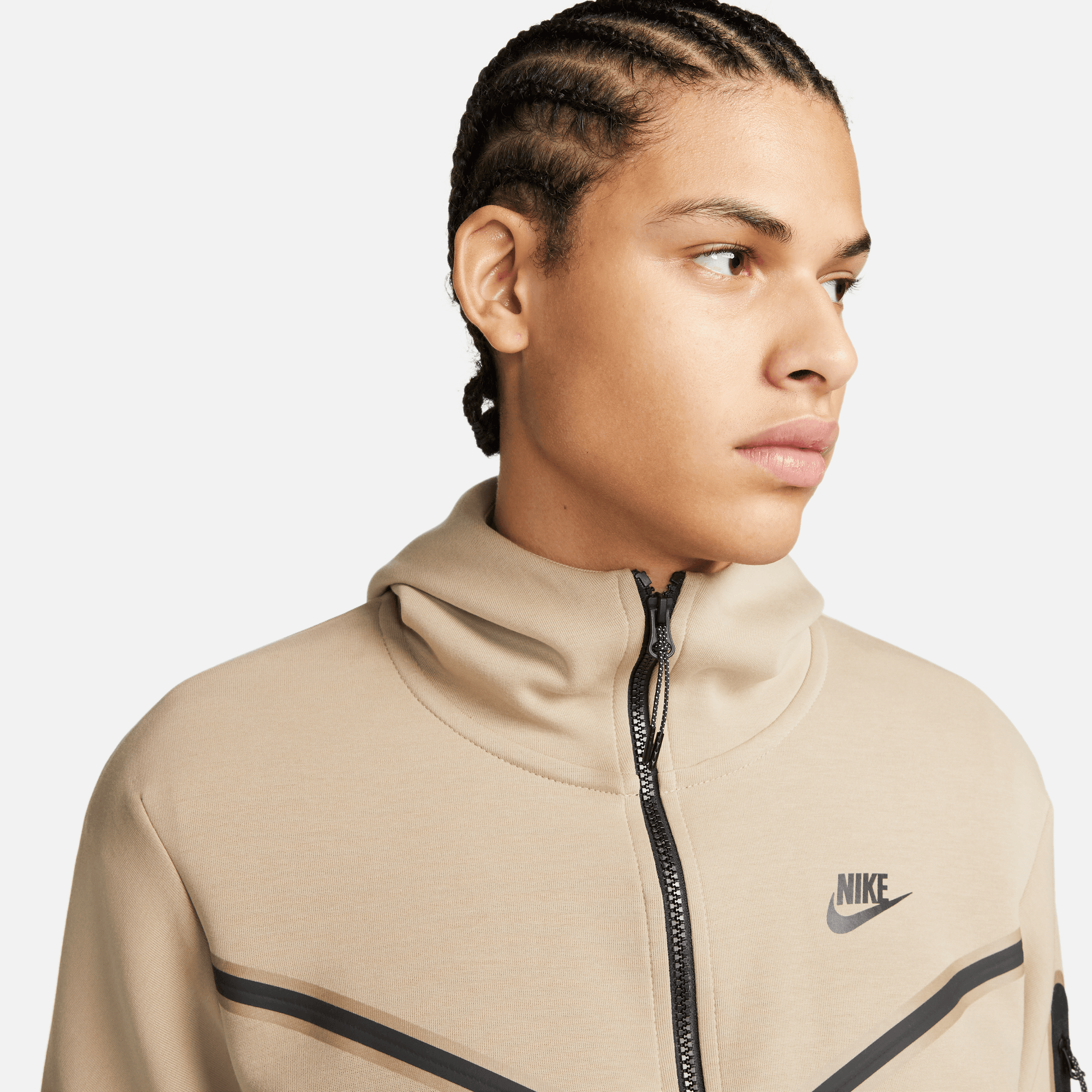 Nike Sportswear Men's Fleece Hoodie Khaki – Puffer Reds
