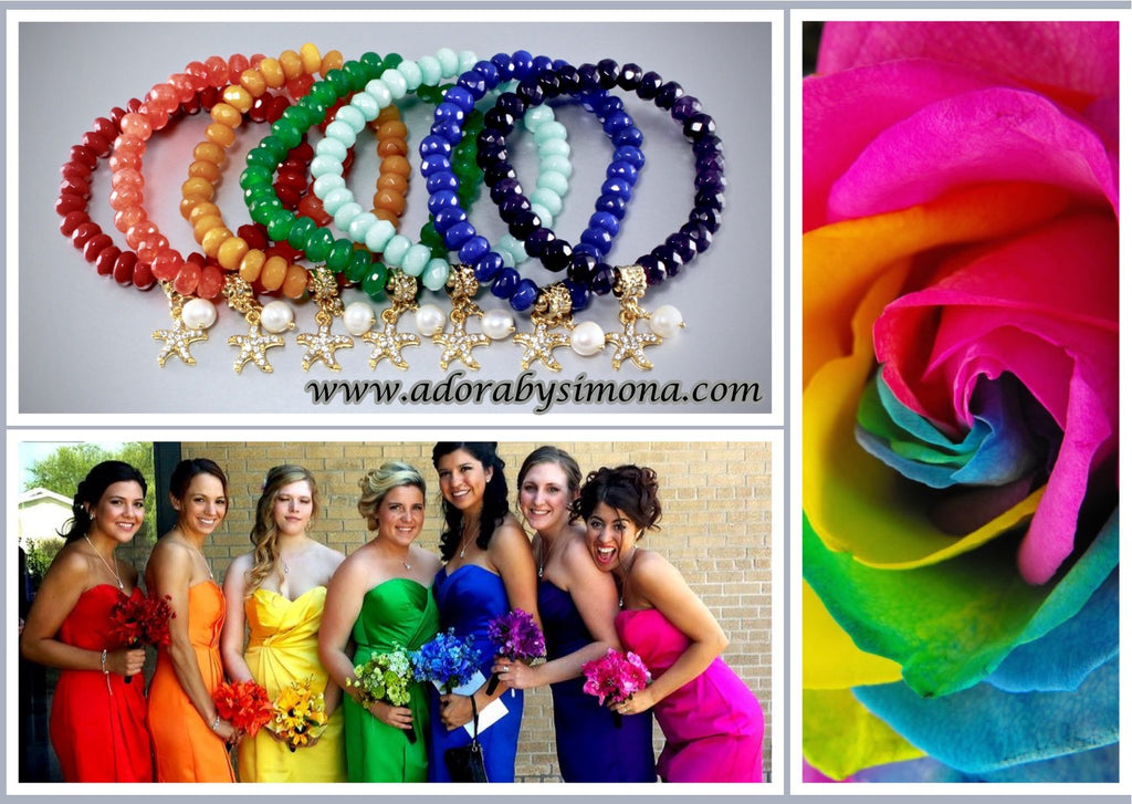 rainbow bridesmaids