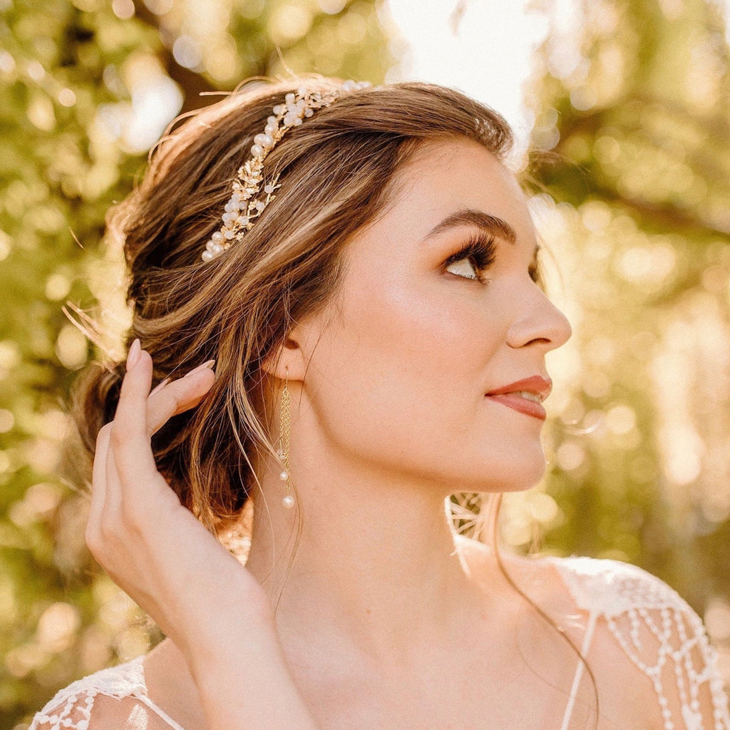 Wedding Hair Accessories - Opal and Freshwater Pearl Bridal Headband |  ADORA by Simona