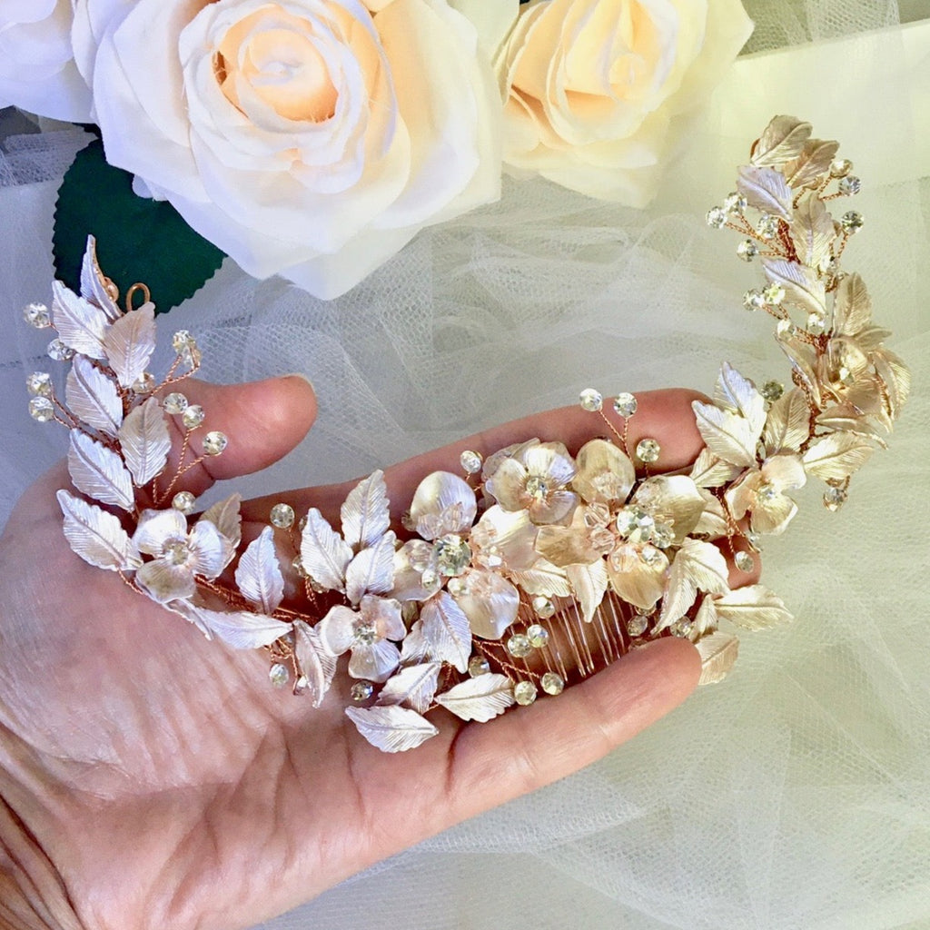Wedding Hair Accessories - Crystal Bridal Hair Comb - Available in Rose Gold,  Silver and Yellow Gold | ADORA by Simona