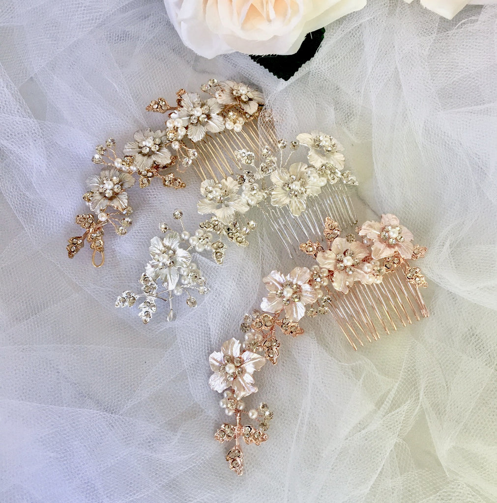 gold and pearl hair comb