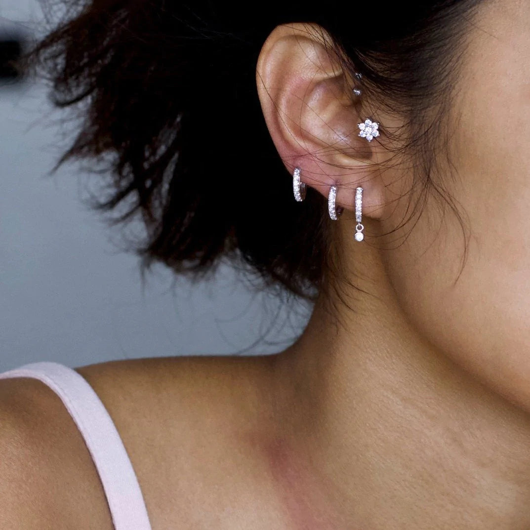 Pave Huggie Hoop Earrings