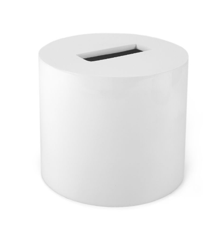 White Lacquer Round Tissue Box | Jonathan Adler