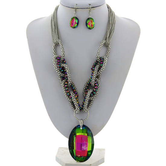 Iridescent Teardrop Necklace