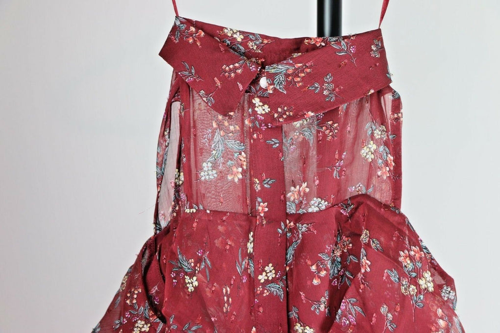 Freshman 1996 Women's Ruffle Cold Shoulder Top, Passionfruit Floral, S, Sheer - Fazoom