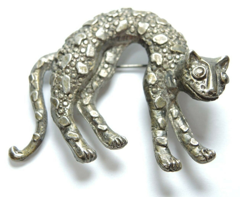 Metal Cheetah Brooch Lapel Pin Unsigned African Wildlife VTG Vintage - fazoom