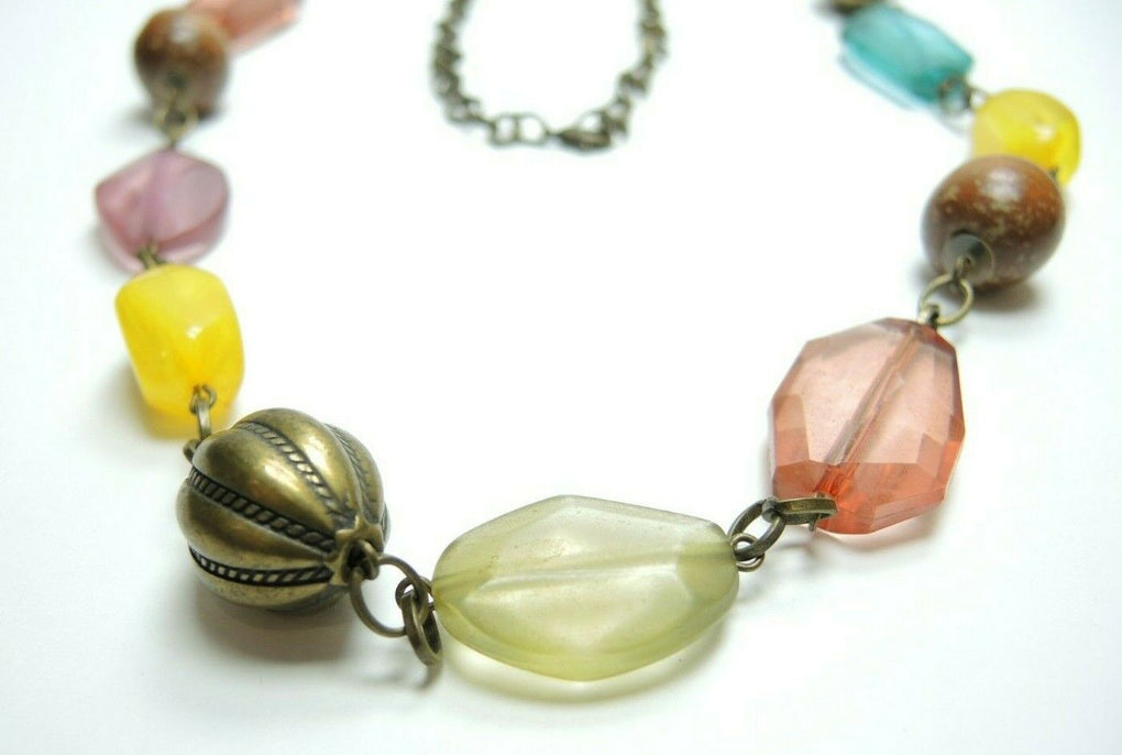 Copper, Wood & Plastic Beads Vintage Fashion Sweater Jewelry 30