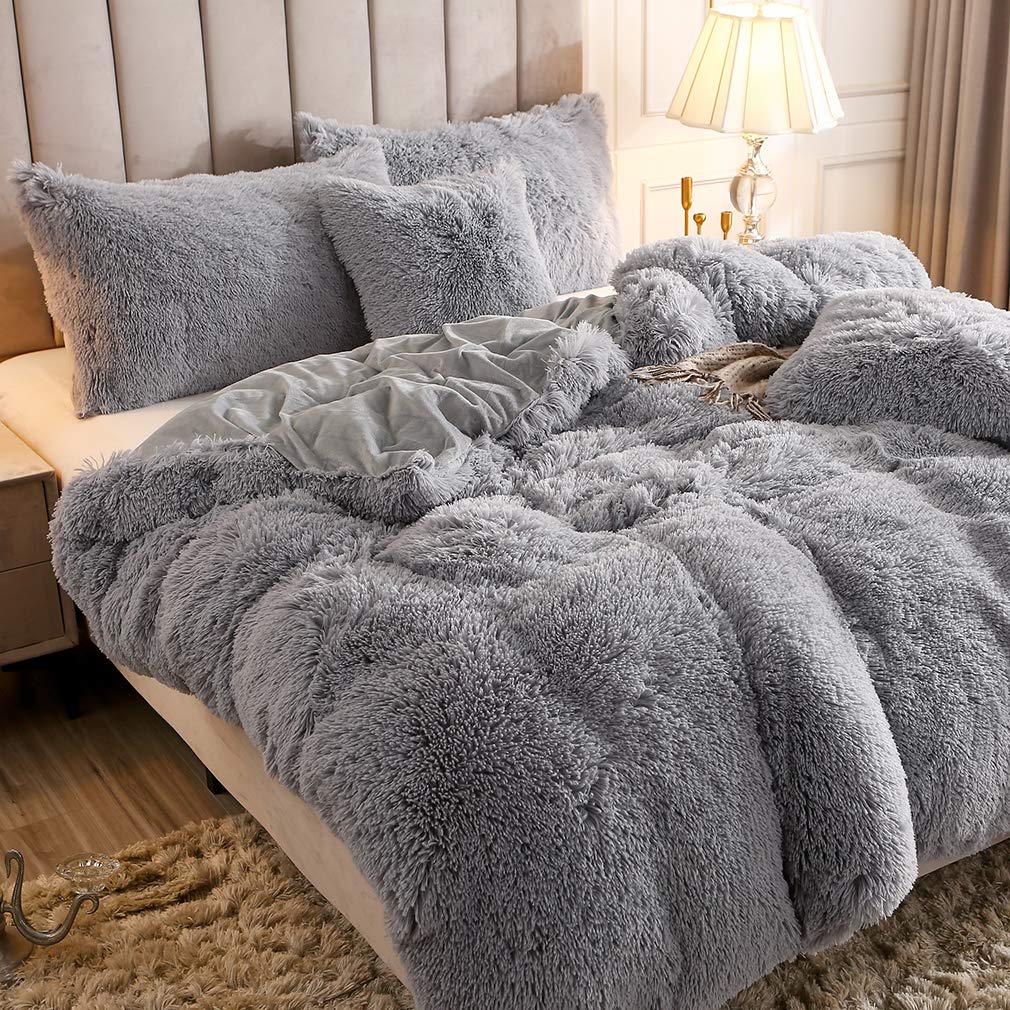 Fluffy Duvet Cover With Pillow Cover 3 Pieces Set Lovelyhomestuff