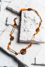 Load image into Gallery viewer, orange wooden bead necklace